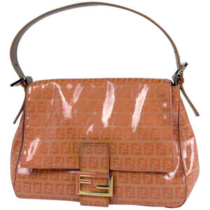Fendi FENDI Shoulder Bag, Zucchino Pattern, Coated Canvas, Orange, 26325, Wom...